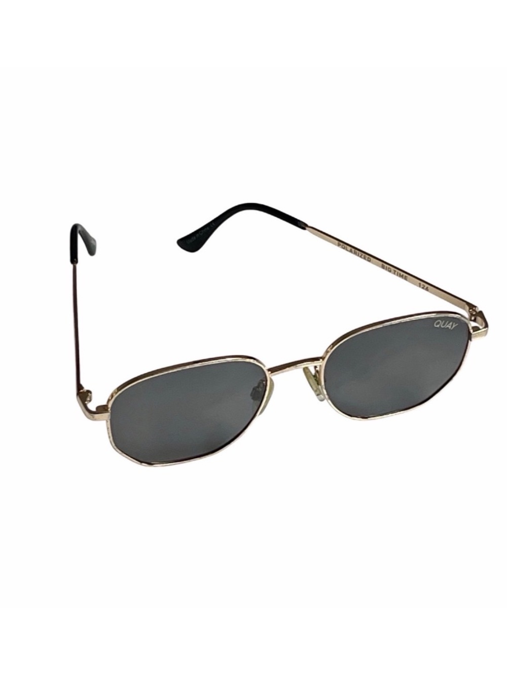 QUAY BIG TIME GOLD SMOKE GRAY POLARIZED SUNGLASSES - ONE SIZE
